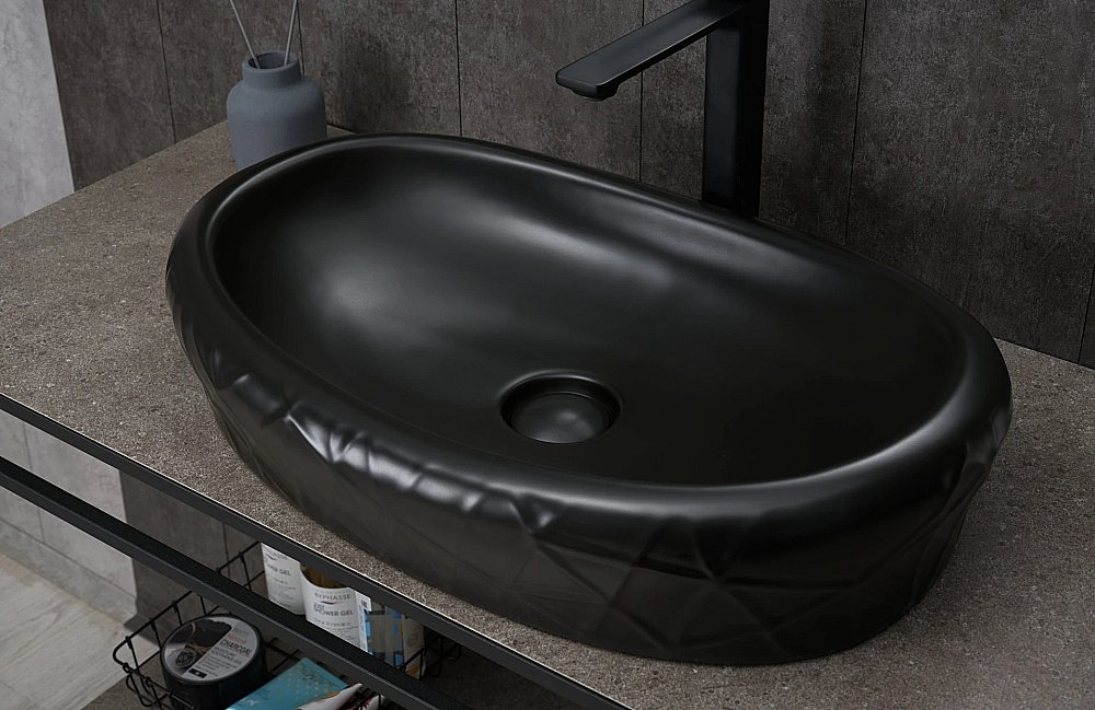 Раковина накладная Gid Creativo 60 Bm777 53357 черная матовая купить в интернет-магазине Sanbest