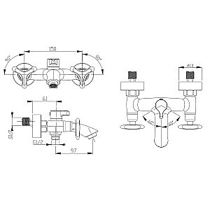 Смеситель для ванны Kaiser Trio 57022 купить в интернет-магазине сантехники Sanbest