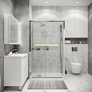 Душевой уголок Grossman Cosmo 120.K33.02.1280.10.02 120x80 стекло шиншилла/профиль хром купить в интернет-магазине Sanbest