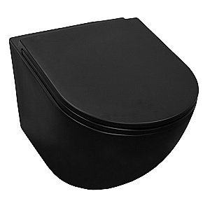 Унитаз подвесной Azario Grado 4551+AZ-0046N-MB с инсталляцией Loranto безободковый, с сиденьем микролифт, черный матовый купить в интернет-магазине Sanbest