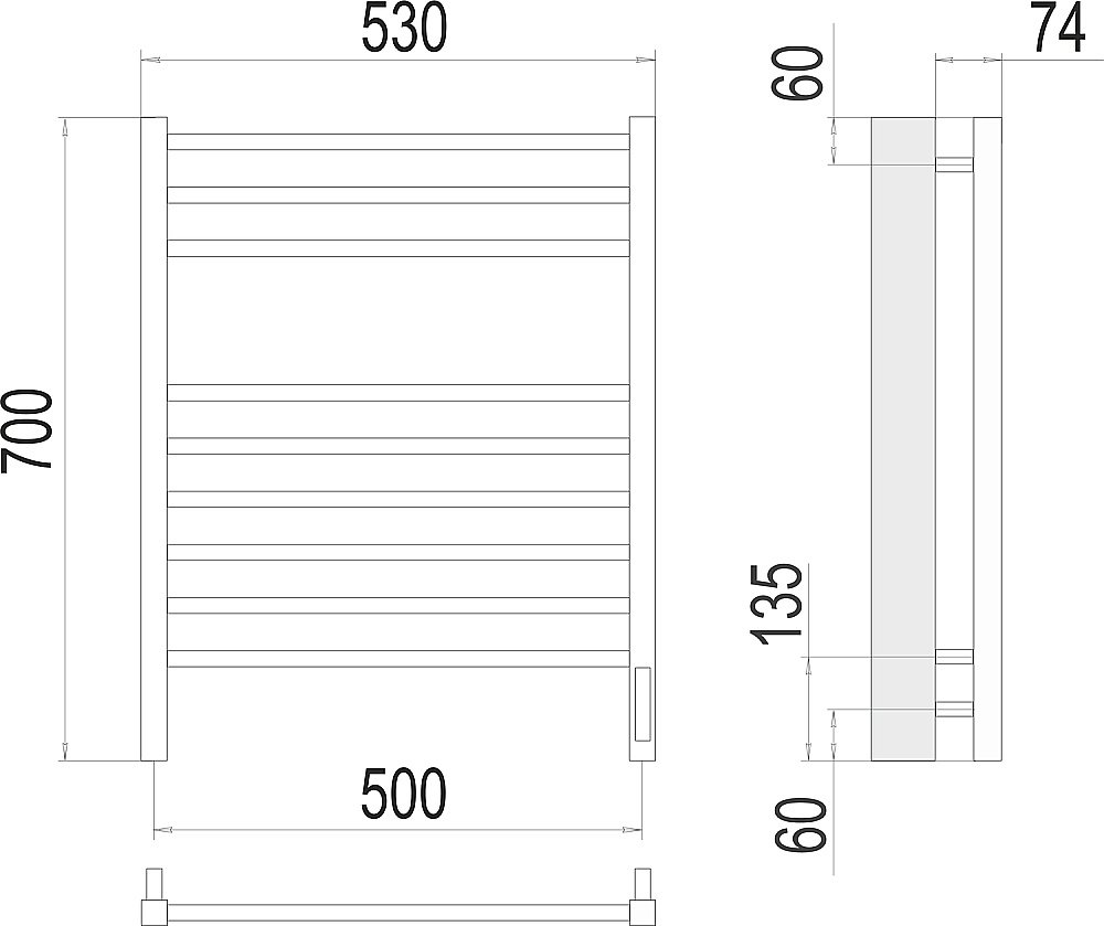 Полотенцесушитель электрический Terminus Сицилия П9 500х700 купить в интернет-магазине сантехники Sanbest