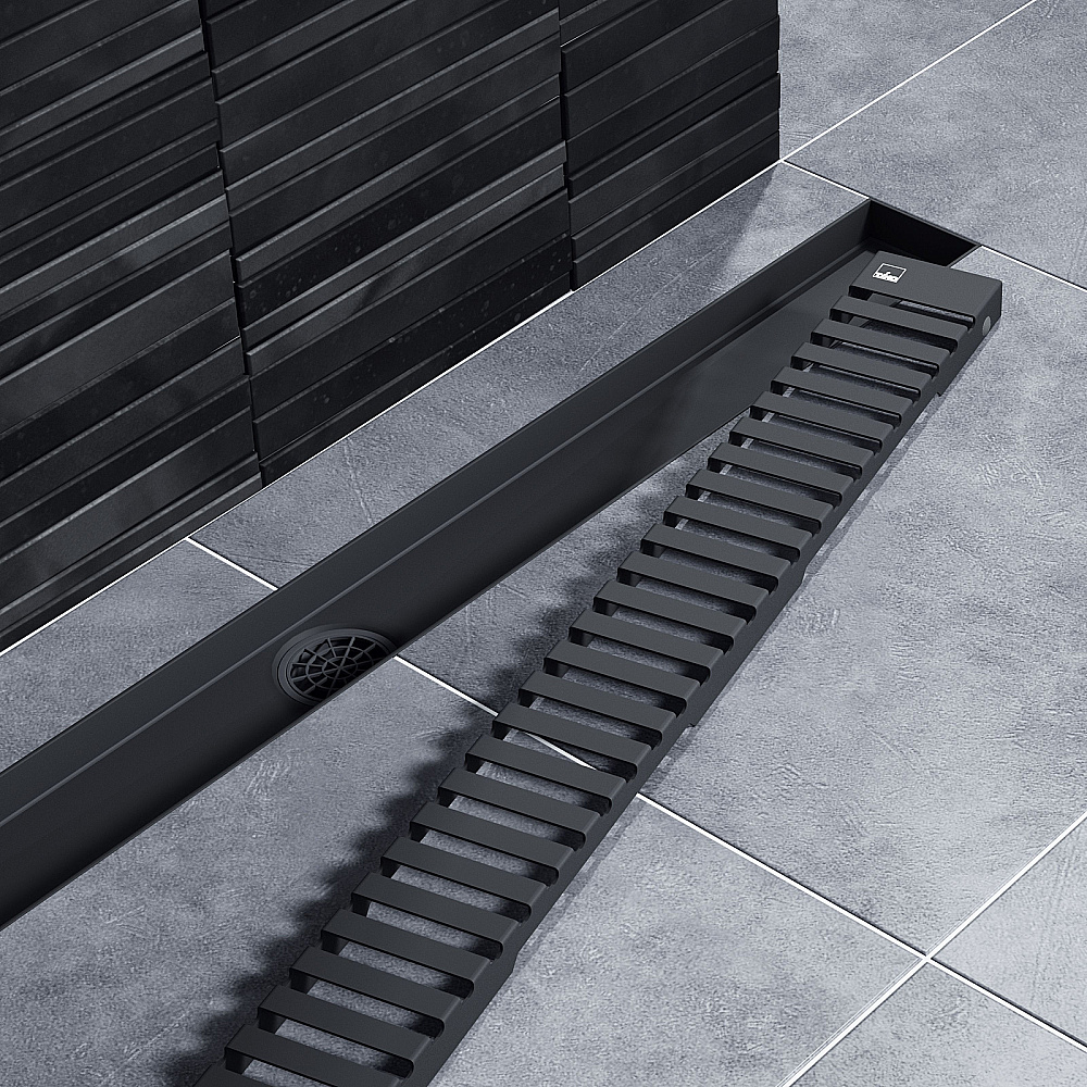Душевой лоток TIMO Drain System 600 с вставкой "lines", Чёрный купить в интернет-магазине Sanbest