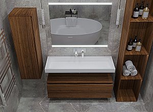 Тумба с раковиной Armadi Art Flat 100 темный дуб для ванной в интернет-магазине Sanbest