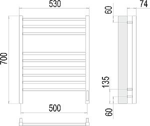 Полотенцесушитель электрический Terminus Сицилия П9 500х700 купить в интернет-магазине сантехники Sanbest