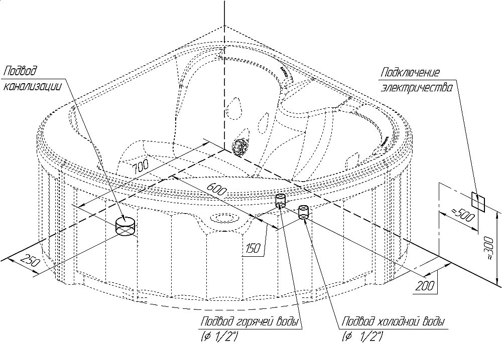 Минибассейн Радомир Корнелия 180х180 Platinum белый купить в интернет-магазине Sanbest