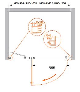 Душевая дверь Cezares ELENA-W-B-12-100-P-Cr купить в интернет-магазине Sanbest