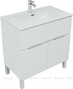 Тумба с раковиной Aquanet Алвита New 277550 80 белый матовый для ванной в интернет-магазине Sanbest