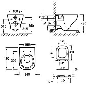Унитаз подвесной Jacob Delafon Struktura EDF103-CP безободковый, с инсталляцией, с крышкой микролифт, белый/кнопка хром купить в интернет-магазине Sanbest