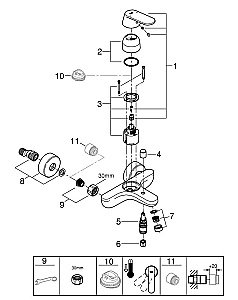 Смеситель для ванны Grohe Eurosmart Cosmopolitan 3283100A хром купить в интернет-магазине сантехники Sanbest