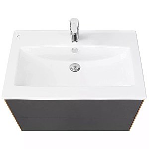 Тумба с раковиной Акватон Сохо 75 дуб веллингтон/графит для ванной в интернет-магазине Sanbest