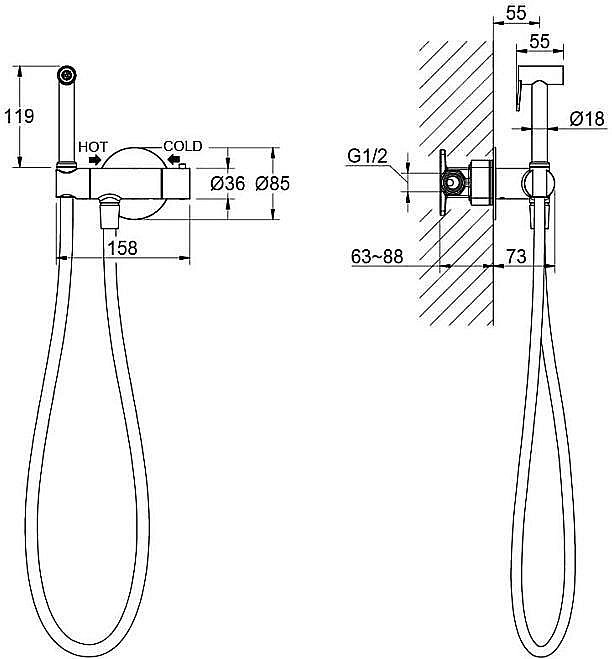 Гигиенический душ Aquatek Оберон AQ1027MB черный матовый купить в интернет-магазине сантехники Sanbest