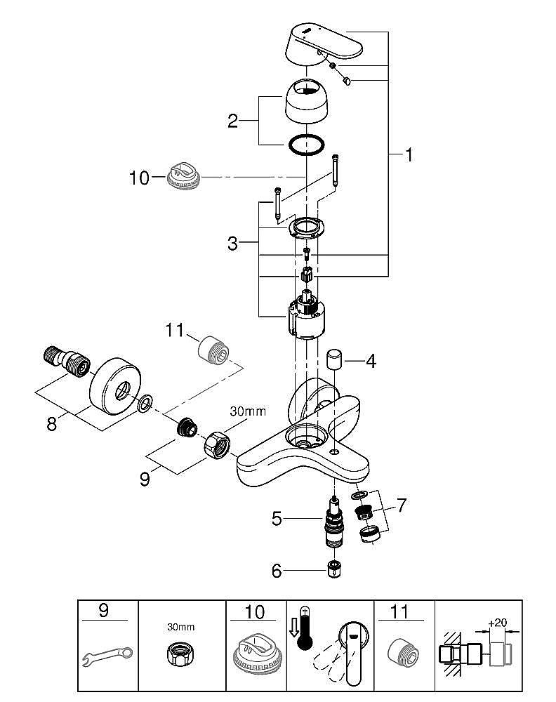 Смеситель для ванны Grohe Eurosmart Cosmopolitan 3283100A хром купить в интернет-магазине сантехники Sanbest