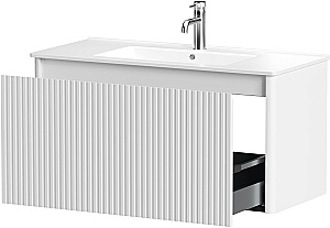 Тумба с раковиной и столешницей Allen Brau Gravity 100 1.370018.WM белая матовая для ванной в интернет-магазине Sanbest