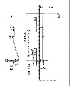 Душевая система Vincea Vogue VSFS-1V1TMB черная матовая купить в интернет-магазине сантехники Sanbest