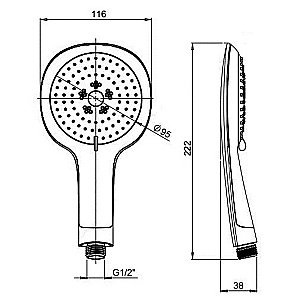 Душевая лейка PAINI Novara 50CR155/P18KM хром купить в интернет-магазине сантехники Sanbest