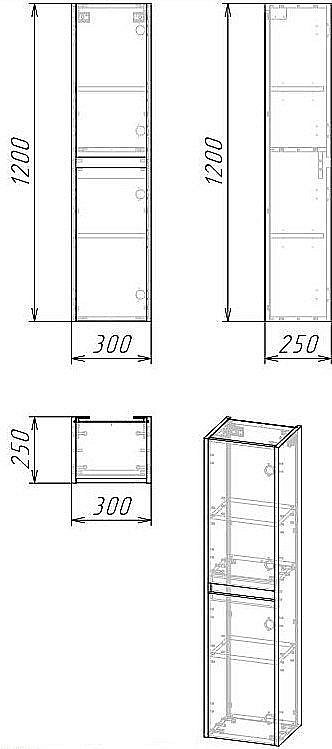 Пенал подвесной Grossman Смарт 303011 30 веллингтон/графит для ванной в интернет-магазине сантехники Sanbest