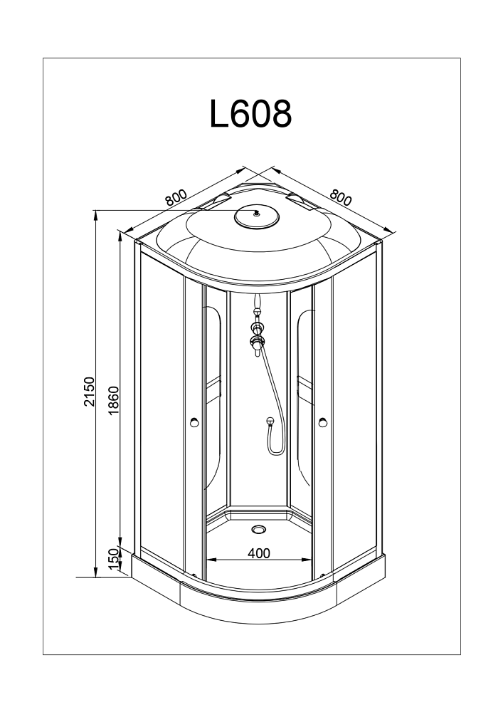 Душевая кабина Deto L 608 N LED 98675 80x80 купить в интернет-магазине Sanbest