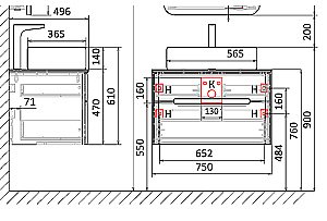 Тумба с раковиной Jorno Bosko 75 белая для ванной в интернет-магазине Sanbest