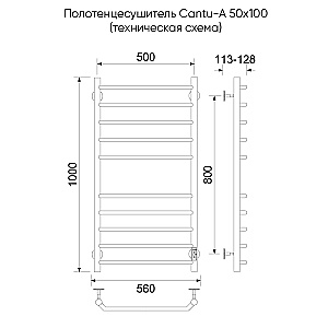 Полотенцесушитель электрический Veconi Cantu-A C10050GR-A графит брашинг купить в интернет-магазине сантехники Sanbest