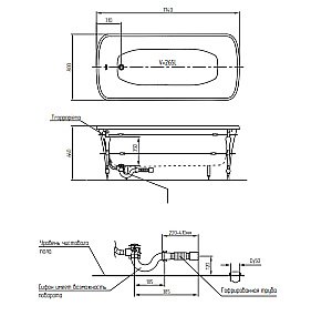 Ванна Migliore Olivia Console 27610 174x83 белая,бронза купить в интернет-магазине Sanbest