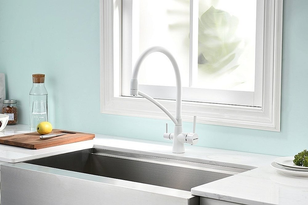 Смеситель для кухни Paulmark Sigen Si213111-WH белый матовый купить в интернет-магазине сантехники Sanbest