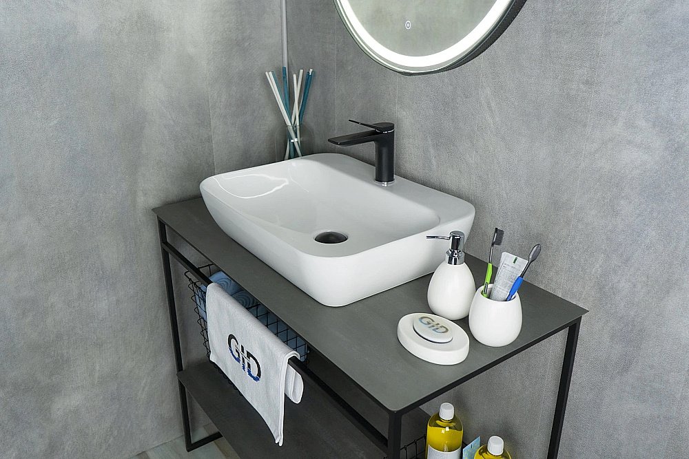 Раковина накладная Gid Geometrico 55 N9047 51184 белая купить в интернет-магазине Sanbest