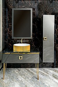 Консоль с раковиной и столешницей Armadi Art LUCIDO 770-100-GR 100 глянцевый графит для ванной в интернет-магазине сантехники Sanbest