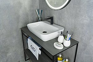 Раковина накладная Gid Geometrico 55 N9047 51184 белая купить в интернет-магазине Sanbest