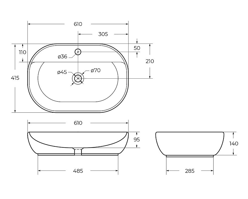 Раковина накладная Belbagno 61 BB1346 белая купить в интернет-магазине Sanbest