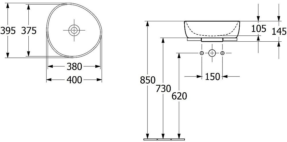 Раковина накладная Villeroy&Boch Antao 40 4A7240AM миндальный купить в интернет-магазине Sanbest
