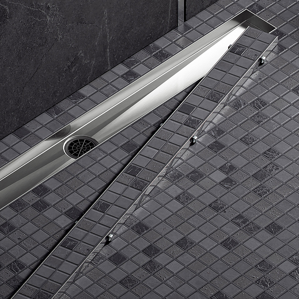 Душевой лоток TIMO Drain System 800 с двусторонней панелью "plate" под плитку, Хром купить в интернет-магазине Sanbest