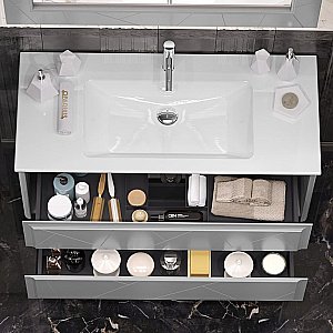 Тумба с раковиной Опадирис Луиджи 120 серая матовая для ванной в интернет-магазине Sanbest