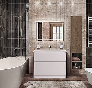 Тумба с раковиной BelBagno KRAFT PIA 80 белая матовая для ванной в интернет-магазине Sanbest