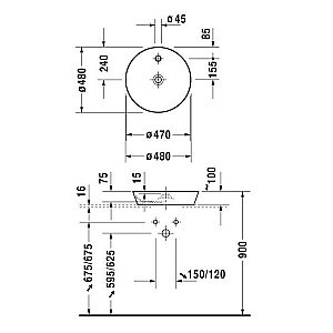 Раковина накладная Duravit Cape Cod 48 2328480000 белая купить в интернет-магазине Sanbest