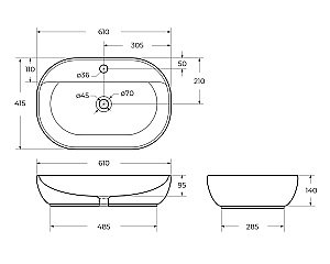 Раковина накладная Belbagno 61 BB1346 белая купить в интернет-магазине Sanbest