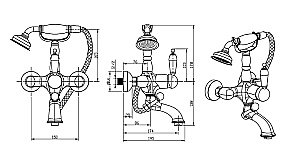 Смеситель для ванны Boheme Tradizionale Chromo 263-BLC хром/ручка черная керамика купить в интернет-магазине сантехники Sanbest
