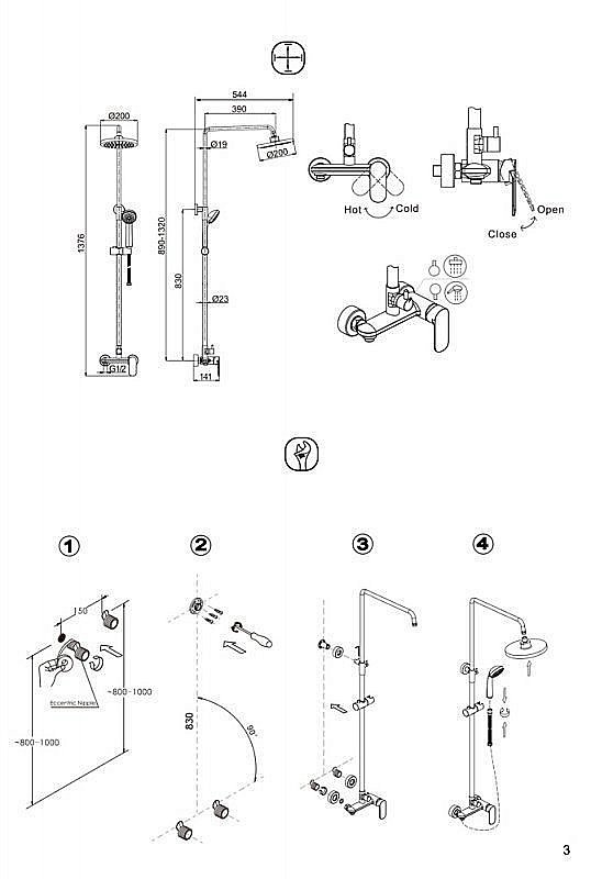 Душевая система Bravat Opal F9125183BM-A2-RUS черная купить в интернет-магазине сантехники Sanbest