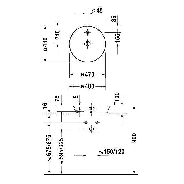 Раковина накладная Duravit Cape Cod 48 2328480000 белая купить в интернет-магазине Sanbest
