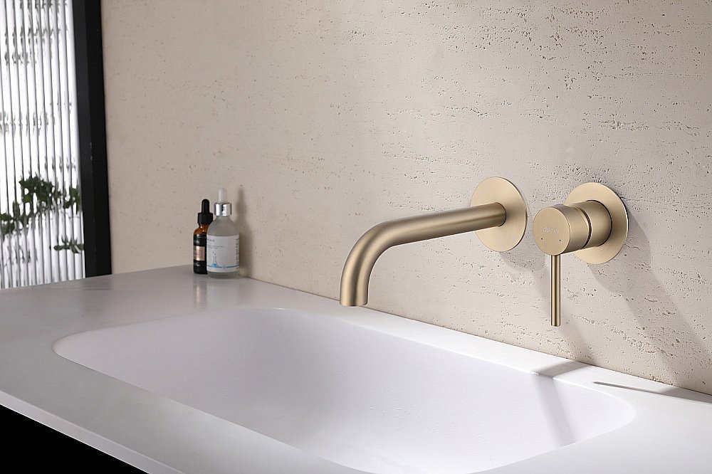 Смеситель для раковины Abber Wasser Kreis AF8112G золото матовое купить в интернет-магазине сантехники Sanbest