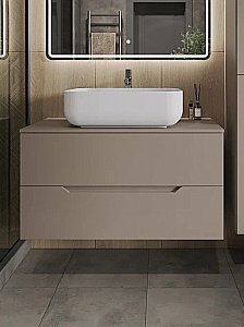 Тумба с раковиной Orange Line 100 Li-100TuLMDF+B03-600W латте/белый для ванной в интернет-магазине Sanbest