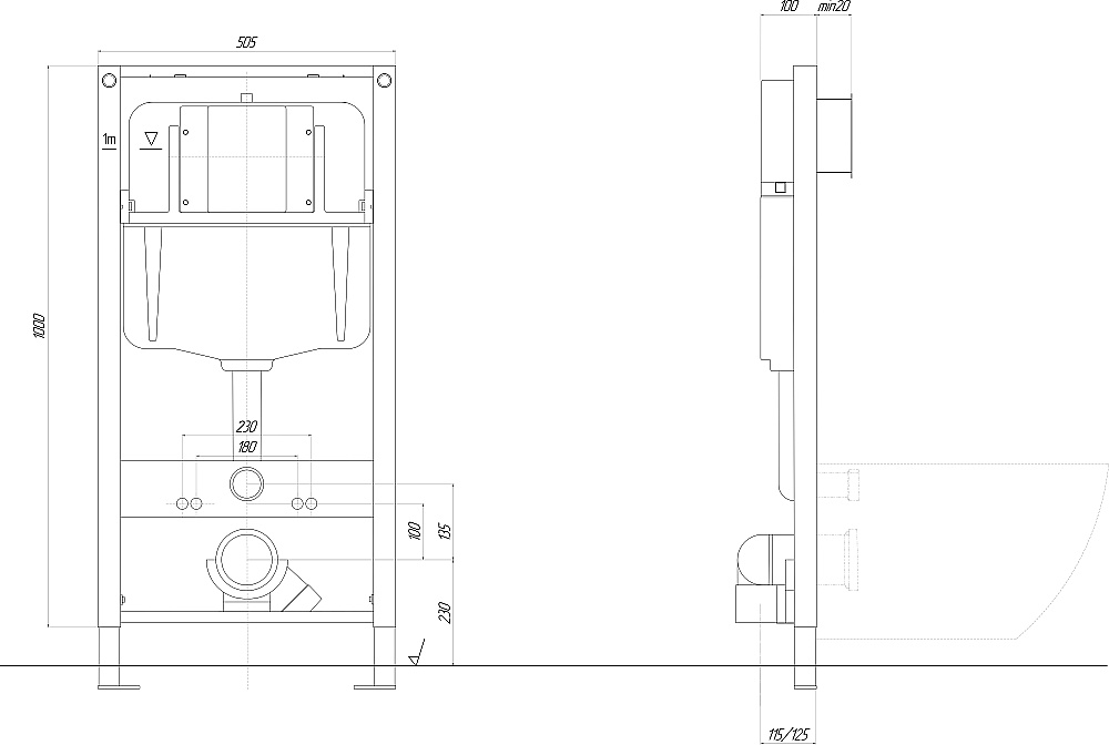 Инсталляция для унитаза Aquatek Pneumo N49 INSP-0000002 купить в интернет-магазине сантехники Sanbest