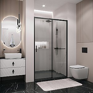 Душевая дверь Grossman Style 100 100.K33.05.100.21.02 стекло шиншилла/профиль черный матовый купить в интернет-магазине Sanbest