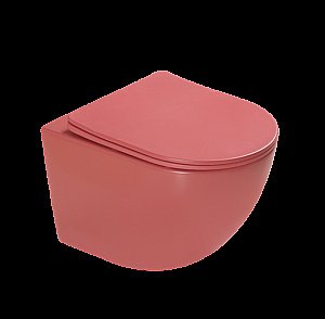 Унитаз подвесной SantiLine SL-5005T-MR красный матовый, безободковый, с крышкой микролифт, слив торнадо купить в интернет-магазине Sanbest