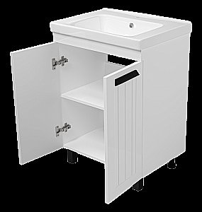 Тумба с раковиной Misty Спарта - 65 П-Спа-06065-01-01 белая для ванной в интернет-магазине Sanbest