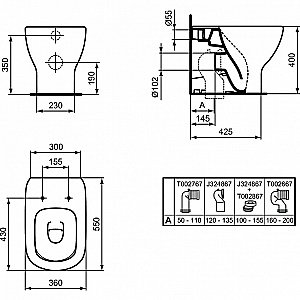 Унитаз приставной Ideal Standard Tesi T007701 белый, безободковый купить в интернет-магазине Sanbest