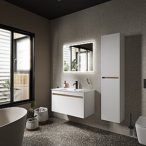 Тумба с раковиной Sancos Smart SM90W белый глянец для ванной в интернет-магазине Sanbest