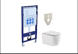 Унитаз с инсталляцией Aquatek Европа Set AQUATEK ЕВРОПА New cm белый, с крышкой микролифт, безободковый купить в интернет-магазине Sanbest