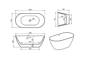 Акриловая ванна Royal Bath PAFOS RB611700GD 150х73 белый купить в интернет-магазине Sanbest