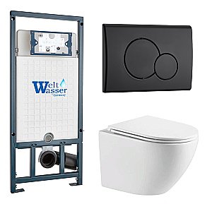 Унитаз с инсталляцией WeltWasser MARBERG 507 + MERZBACH 043 MT-WT + MAR 507 RD MT-BL купить в интернет-магазине Sanbest