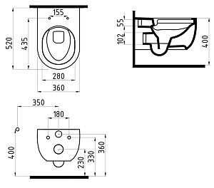 Унитаз подвесной Bien Vokha MDKA052N1VP0B7000 черный матовый, с крышкой микролифт, безободковый купить в интернет-магазине Sanbest